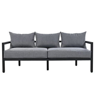 Outdoor Steel Conversation Sofa Set with Coffee Table – Waterproof Patio Furniture with UV-Resistant Cushions