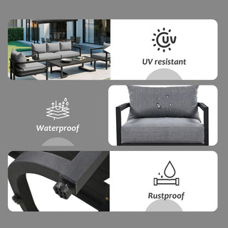 Outdoor Steel Conversation Sofa Set with Coffee Table – Waterproof Patio Furniture with UV-Resistant Cushions