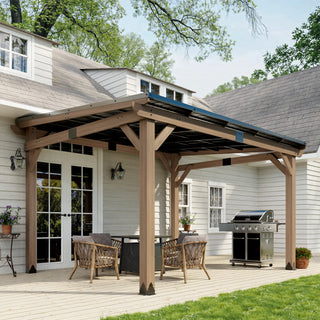 AeroEave Cedar Wood Outdoor Hardtop Gazebo with Pitched Galvanized Steel Roof 10