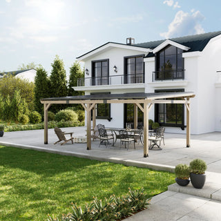 AeroEave Outdoor Cedar Wooden Hardtop Gazebo with Pitched Galvanized Steel Roof 23