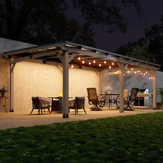 AeroEave Outdoor Cedar Wooden Hardtop Gazebo with Pitched Galvanized Steel Roof