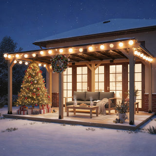 AeroEave Cedar Wood Outdoor Hardtop Gazebo with Pitched Galvanized Steel Roof for Backyard BBQs & Family Gatherings 22