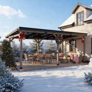 AeroEave Cedar Wood Outdoor Hardtop Gazebo with Pitched Galvanized Steel Roof for Backyard BBQs & Family Gatherings 23