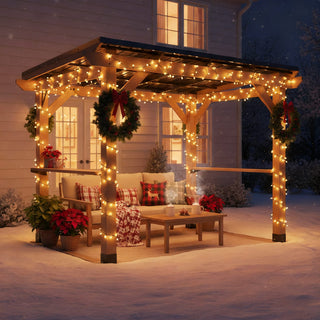 AeroEave Cedar Wood Outdoor Hardtop Gazebo with Pitched Galvanized Steel Roof for Backyard BBQs & Family Gatherings 2