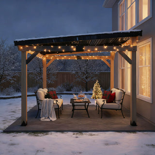 AeroEave Cedar Wood Outdoor Hardtop Gazebo with Pitched Galvanized Steel Roof for Backyard BBQs & Family Gatherings 3