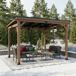 AeroEave Cedar Wood Outdoor Hardtop Gazebo with Pitched Galvanized Steel Roof for Backyard BBQs & Family Gatherings 4