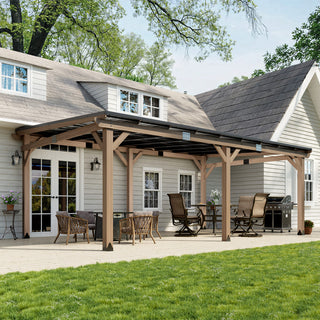 AeroEave Outdoor Cedar Wooden Hardtop Gazebo with Pitched Galvanized Steel Roof