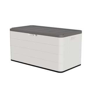 120 Gal. 45.67''x23.62''x22.99'' White Resin Lockable Waterproof Deck Box for Cushions, Garden Tools
