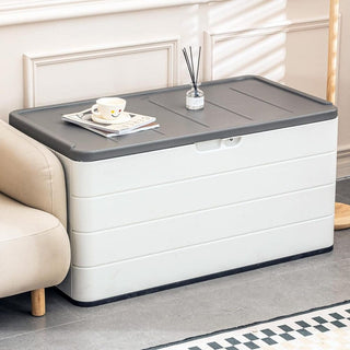 120 Gal. 45.67''x23.62''x22.99'' White Resin Lockable Waterproof Deck Box for Cushions, Garden Tools