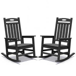 Set of 2 Outdoor HDPE Rocking Chairs for Adults – Oversized Patio Rockers for Porch, Garden & Lawn