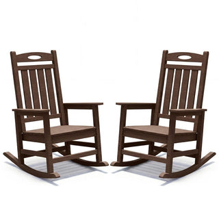 Set of 2 Outdoor HDPE Rocking Chairs for Adults – Oversized Patio Rockers for Porch, Garden & Lawn