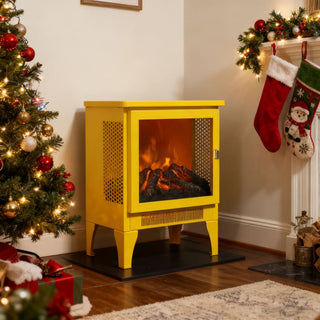 18-Inch Freestanding Electric Fireplace Stove Heater with 3D Flame Effect