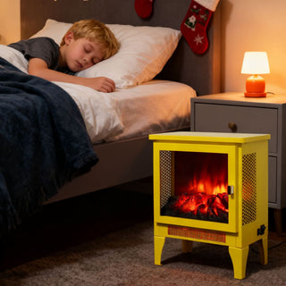 18-Inch Freestanding Electric Fireplace Stove Heater with 3D Flame Effect