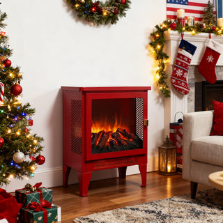 18-Inch Freestanding Electric Fireplace Stove Heater with 3D Flame Effect