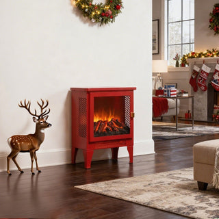 18-Inch Freestanding Electric Fireplace Stove Heater with 3D Flame Effect