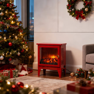 18-Inch Freestanding Electric Fireplace Stove Heater with 3D Flame Effect