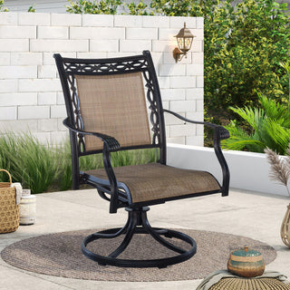 Outdoor Cast Aluminum Swivel Dining Chairs Set (2/4/6 PCS) with Cushions – 360° Rotation, Rust-Resistant Patio Seating