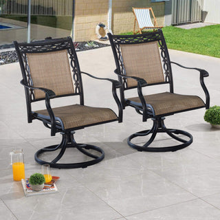 Outdoor Cast Aluminum Swivel Dining Chairs Set (2/4/6 PCS) with Cushions – 360° Rotation, Rust-Resistant Patio Seating