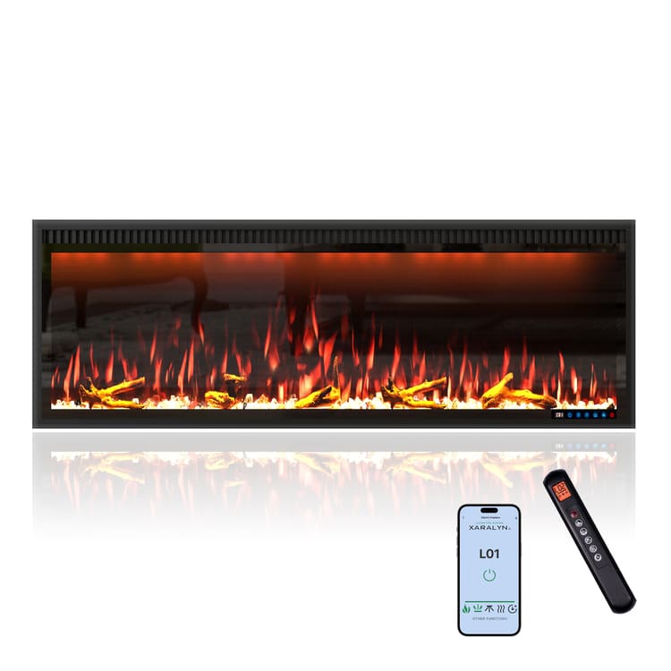 Mounted Electric Fireplace – Black LED, Remote Control, Multiple Sizes ...