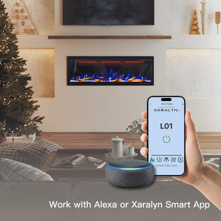 Mounted Electric Fireplace – Black LED, Remote Control, Multiple Sizes (50 in–88 in)