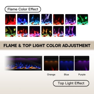 Mounted Electric Fireplace – Black LED, Remote Control, Multiple Sizes (50 in–88 in)