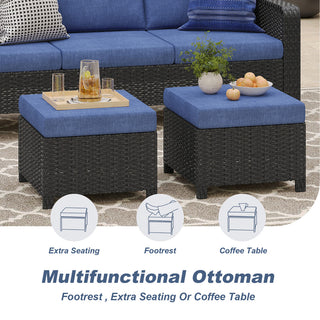 3-Piece Wicker Patio Sofa Set with 3-Seat Couch and 2 Ottomans, Outdoor PE Rattan Furniture with Waterproof Fade-Resistant Cushions & High-Density Foam