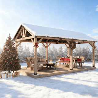 Cedarpinnacle Cedar Wood Gazebo with Steel Gable Hardtop for Patio & Backyard 15