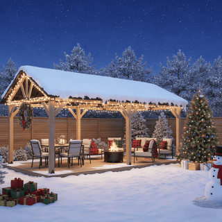 Cedarpinnacle Cedar Wood Gazebo with Steel Gable Hardtop for Patio & Backyard 16