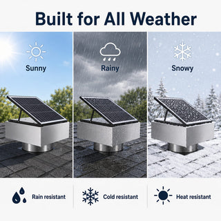 12-Inch Stainless Steel Solar Roof Vent Fan, 40W Tilt-Adjustable Panel, 1200 CFM Dual-Power Attic Ventilator with 3-Speed Remote