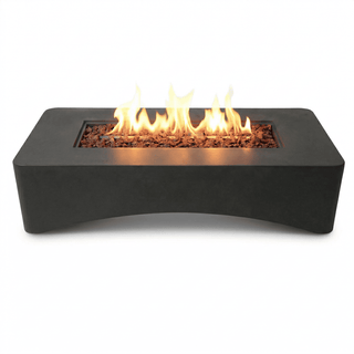 56-Inch Propane Fire Pit Table, 50,000 BTU Concrete Gas Fire Pit for Patio, Backyard & Deck with Lava Rocks & Cover