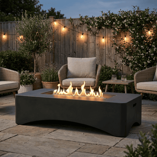 56-Inch Propane Fire Pit Table, 50,000 BTU Concrete Gas Fire Pit for Patio, Backyard & Deck with Lava Rocks & Cover