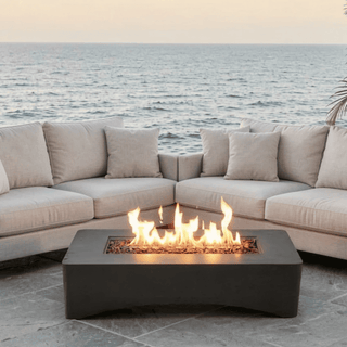 56-Inch Propane Fire Pit Table, 50,000 BTU Concrete Gas Fire Pit for Patio, Backyard & Deck with Lava Rocks & Cover