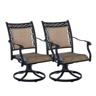 Outdoor Cast Aluminum Swivel Dining Chairs Set (2/4/6 PCS) with Cushions – 360° Rotation, Rust-Resistant Patio Seating
