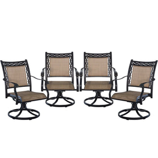 Outdoor Cast Aluminum Swivel Dining Chairs Set (2/4/6 PCS) with Cushions – 360° Rotation, Rust-Resistant Patio Seating