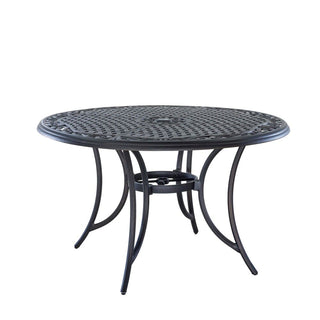 5-Piece Vintage Cast Aluminum Patio Dining Set with Round Umbrella Table & Swivel Rocker Chairs
