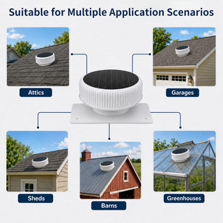 12-Inch Flush-Mount Round Solar Roof Vent Fan, 30W Dual-Power Attic Exhaust Fan with 1200 CFM, 3-Speed Remote & 25°C Auto Start