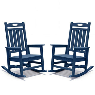 Set of 2 Outdoor HDPE Rocking Chairs for Adults – Oversized Patio Rockers for Porch, Garden & Lawn