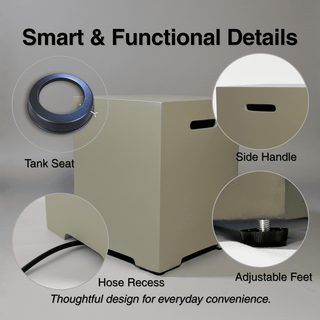 Propane Tank Cover Table, Outdoor Cylinder Hideaway Table for Gas Fire Pit and Gas Griddle, Outdoor Side Table for Fire Pit, Light Concrete