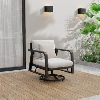 2-Piece Aluminum Swivel Rocking Patio Chairs, 360° Rotating Outdoor Lounge Chairs with Smooth Rocking Motion
