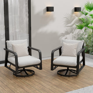 2-Piece Aluminum Swivel Rocking Patio Chairs, 360° Rotating Outdoor Lounge Chairs with Smooth Rocking Motion