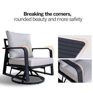 2-Piece Aluminum Swivel Rocking Patio Chairs, 360° Rotating Outdoor Lounge Chairs with Smooth Rocking Motion