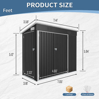 4x8 FT Galvanized Steel Storage Shed with 3 Access Doors & Vents for Garden, Bikes & Patio Equipment