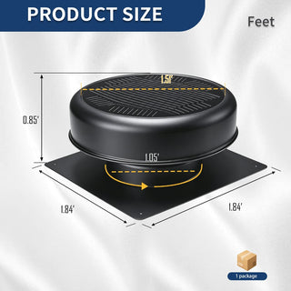 12-Inch Flush-Mount Round Solar Roof Vent Fan, 30W Dual-Power Attic Exhaust Fan with 1200 CFM, 3-Speed Remote & 25°C Auto Start