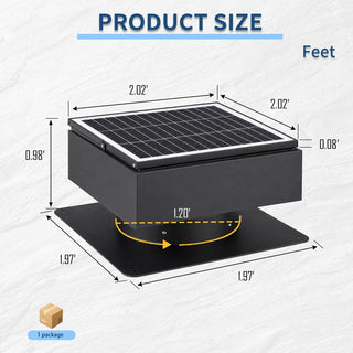 14-Inch Adjustable Solar Attic Exhaust Fan, 60W Dual-Power Ventilator with 2500m³/h Airflow, 3-Speed Remote & 25°C Auto Start