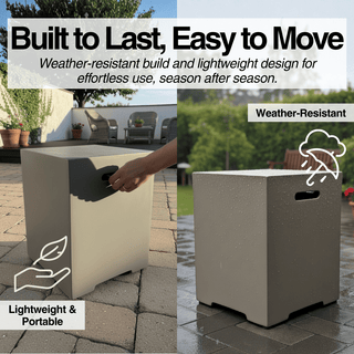 Propane Tank Cover Table, Outdoor Cylinder Hideaway Table for Gas Fire Pit and Gas Griddle, Outdoor Side Table for Fire Pit, Light Concrete