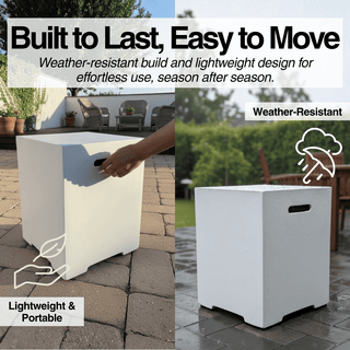 Propane Tank Cover Table, Outdoor Cylinder Hideaway Table for Gas Fire Pit and Gas Griddle, Outdoor Side Table for Fire Pit, Light Concrete