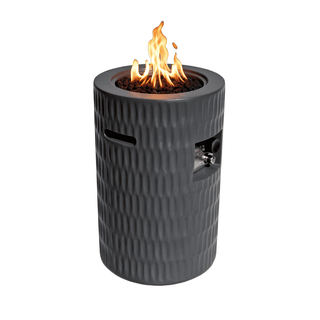 26-Inch Propane Fire Pit, 40,000 BTU Outdoor Gas Fire Pit with Hidden 20-Lb Tank Storage, Textured Concrete Fire Column, Lava Rocks & Waterproof Cover