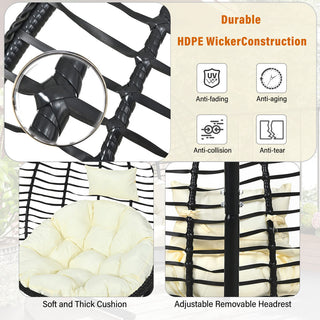 Foldable Rattan Hanging Egg Chair with Stand – Indoor & Outdoor Swing Chair for Porch, Garden & Balcony