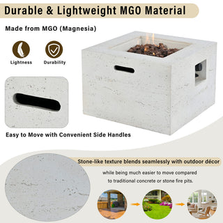 41.9" Outdoor Rectangular Propane Fire Pit – 40,000 BTU MGO Patio Heater with Stainless Burner, Lava Rocks & Waterproof Cover