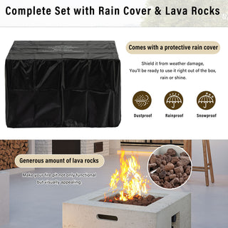 41.9" Outdoor Rectangular Propane Fire Pit – 40,000 BTU MGO Patio Heater with Stainless Burner, Lava Rocks & Waterproof Cover